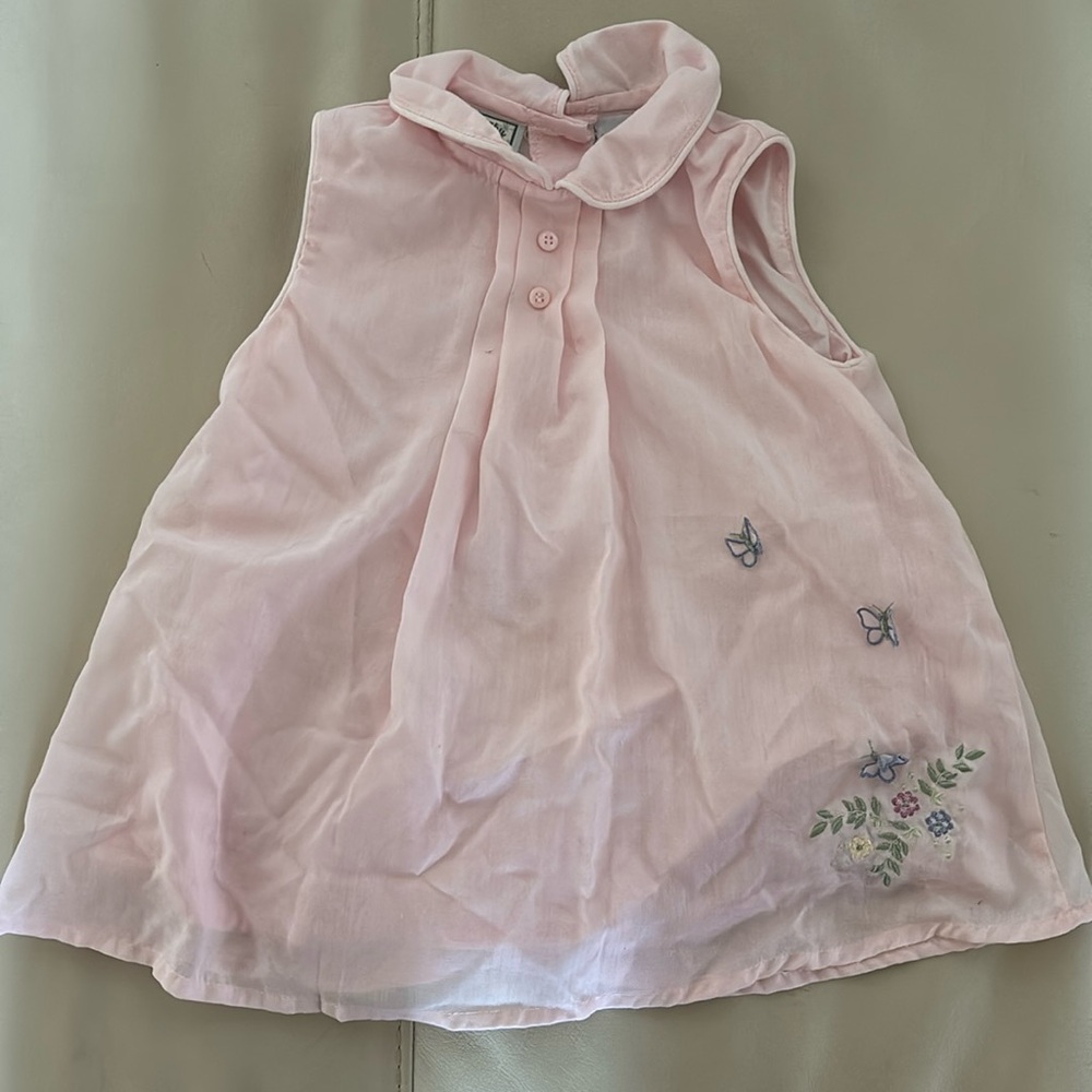 Baby Pink Sleeveless Dress with Embroidery